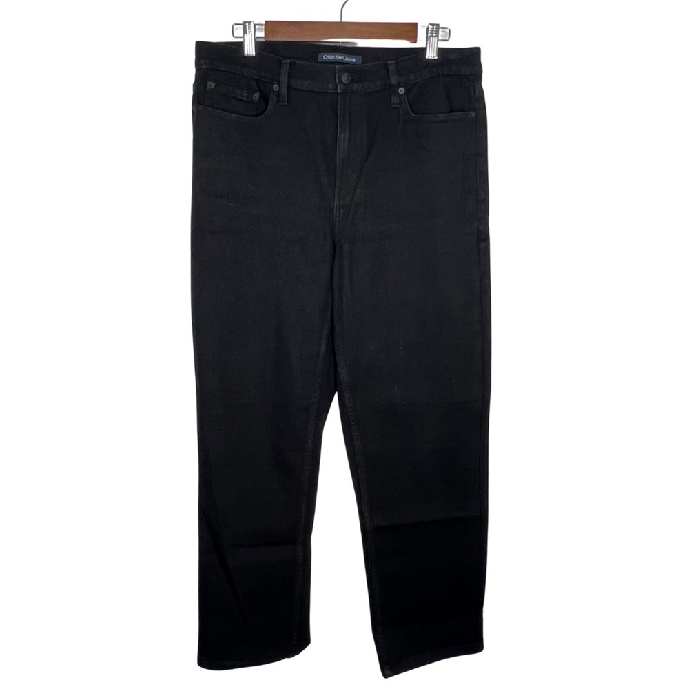 Calvin Klein Jeans High Waist Straight Leg High Rise Denim Black 12